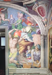 Der Fall von Manna, aus der Capella di Eleonora, 1555